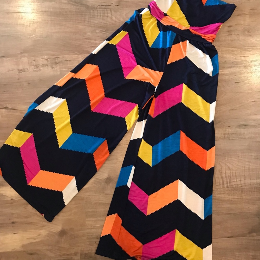 Y2K Strapless Patchwork Pantsuit